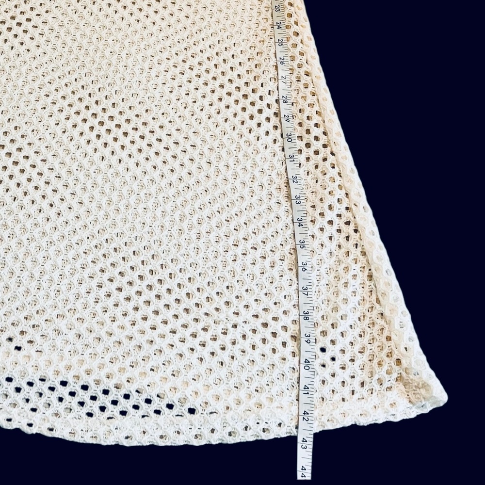 Ivory Crochet Mermaid Maxi Dress Cutout Open Knit‎ Boho Beach Resort Small - Picture 15 of 16